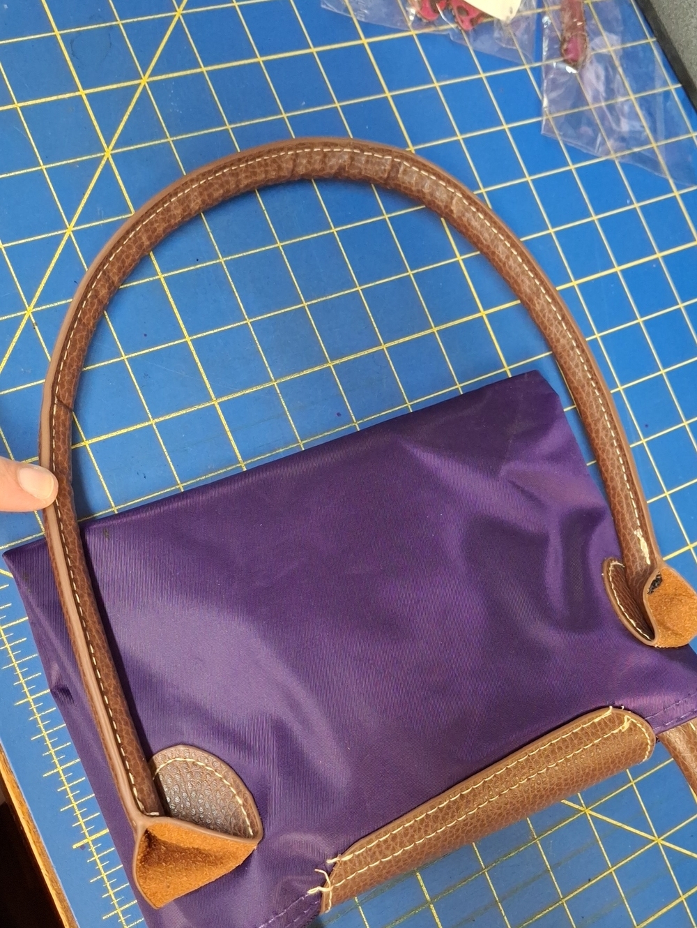Purple Tote Preloved Brown Leather Trim - Picture 9 of 9
